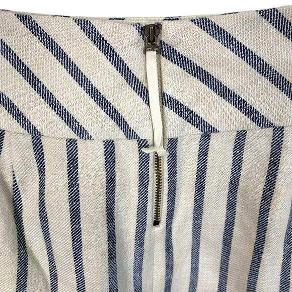 J Crew Linen Women's Size 2 Faux Wrap Mini Skirt Blue Strip - Picture 7 of 10